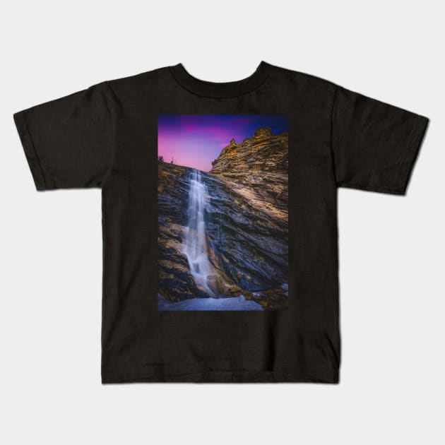 Bridal Veil Falls Sunset Kids T-Shirt by ElevatedCT